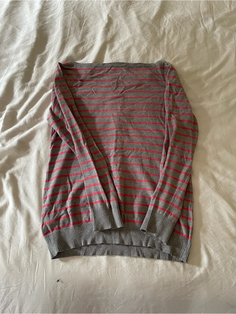 Forever 21 Gray and Pink Striped Scoop Neck Sweater - Picture 2 of 3